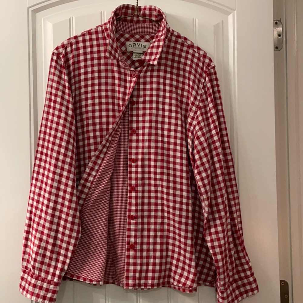 Women’s long sleeve shirt. Washable. Clean  Cotton. 2 layers of material.